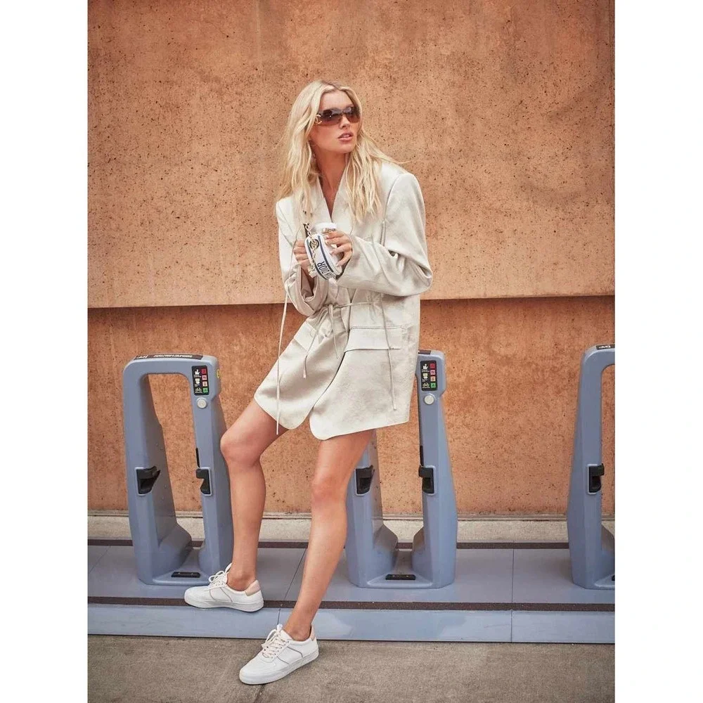 Reformation Harlow Leather Low Top Sneakers White Blush Pink Sustainable Shoes